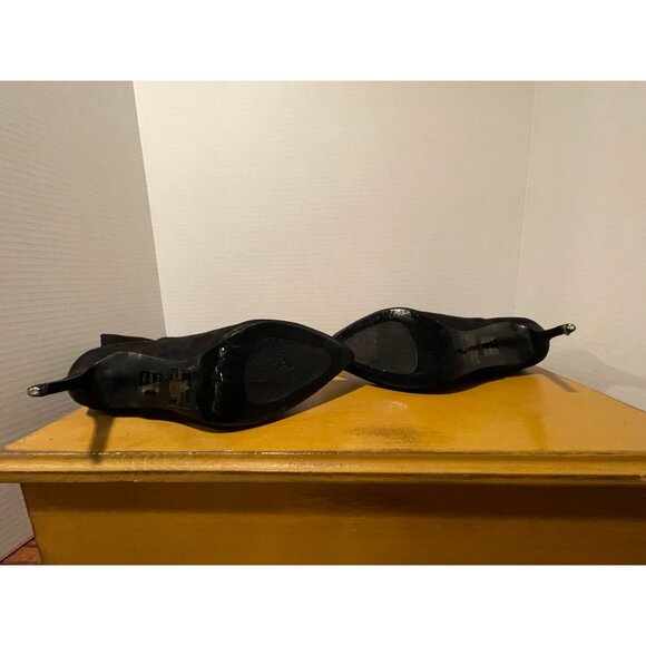 Express Black Stiletto Heel Knee-High Boots w/ cutout design Size 8 Women's - Picture 4 of 7